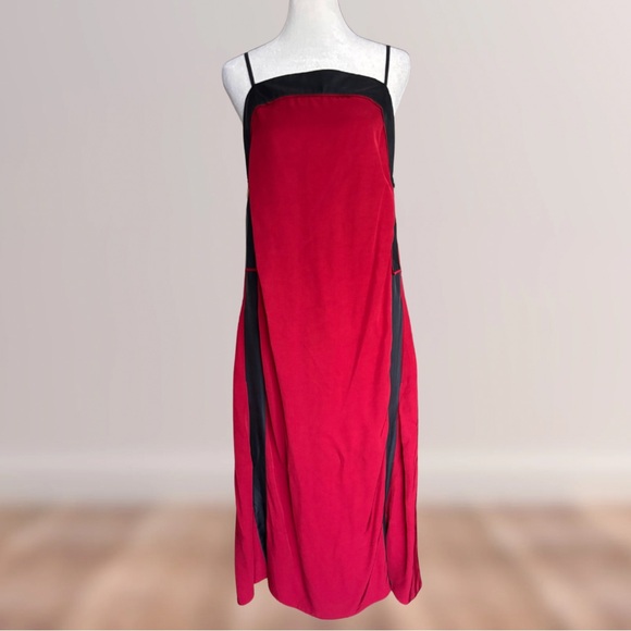 LAST CHANCE🚨 NWT See by Chloé Burgundy/Black Color Block Midi Dress - Picture 3 of 13